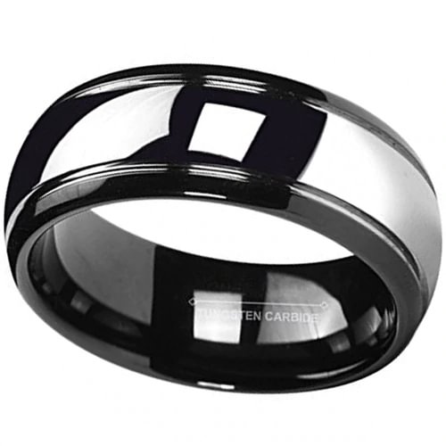 Women's Or Men's Black and Silver Dome Gunmetal Tungsten Carbide Wedding Band Rings With Mens And Womens Ring For Width 4MM 6MM 8MM 10MM