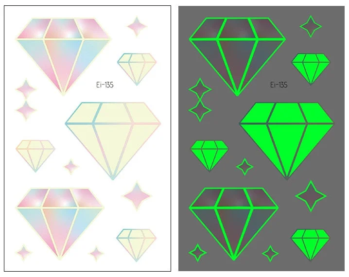 Night Luminous Tattoo Butterfly Starry Star Universe for Kids Fake Tattoo Glowing In Dark Waterproof Temporary Tattoo Stickers