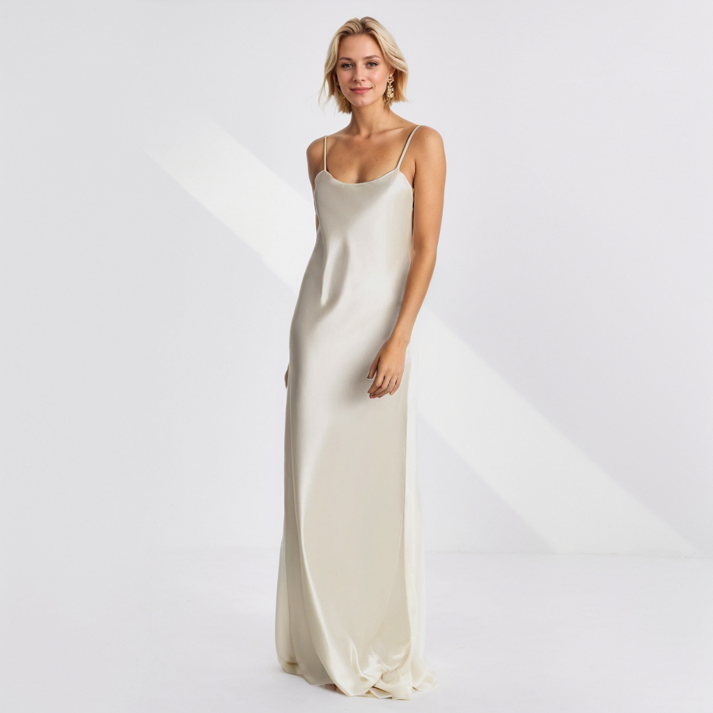 Long Silk Dress with Open Back for the Party REAL SILK LIFE