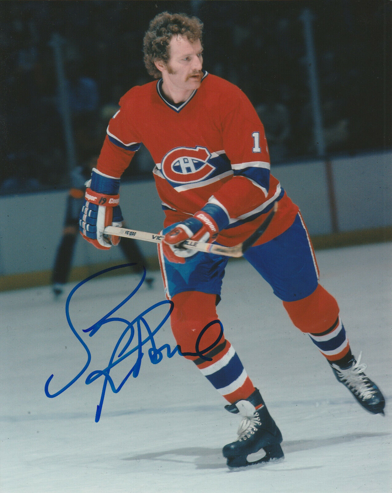 VINTAGE LARRY ROBINSON SIGNED MONTREAL CANADIENS 8x10 Photo Poster painting #2 HHOF Autograph