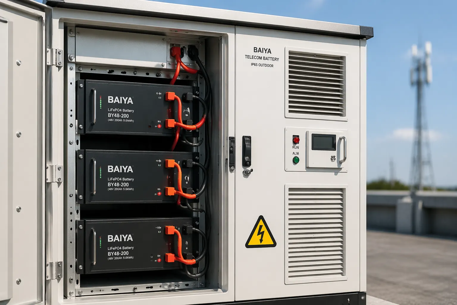 LiFePO4 battery module close-up with rugged enclosure