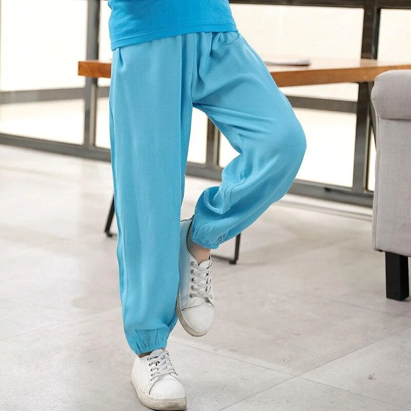 2-11 Years Boys Girls Sports Pants Children Pure Color Trousers Kids Summer Autumn Anti-mosquito Pants Spring Cotton Pajama Pant