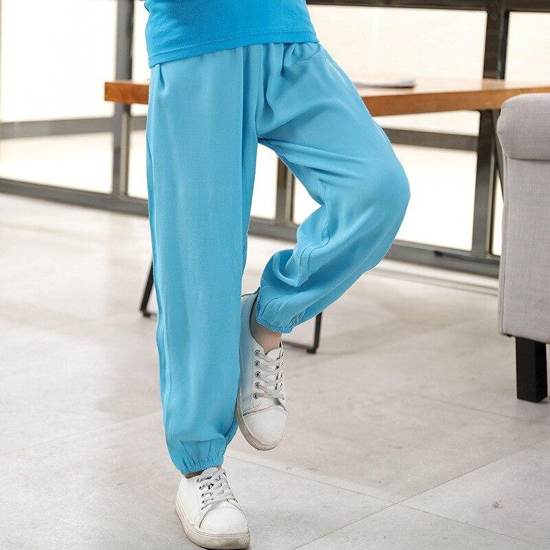2-10 Years Children Boys Girls Pants Pure Color Cartoon Cotton Trousers Summer Autumn Anti-mosquito Pants Spring Pajama Pants