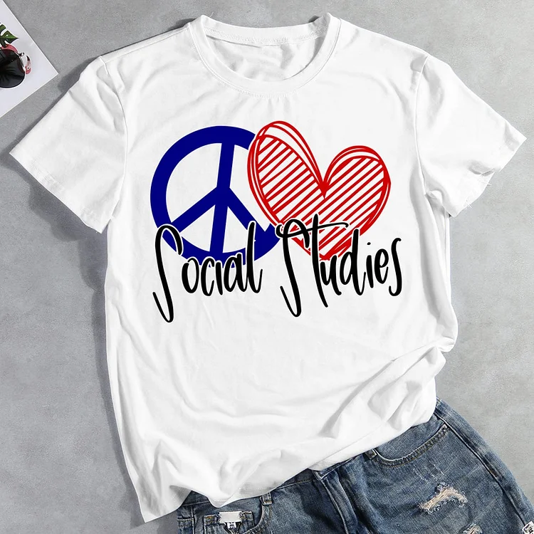Peace Love Social Studies T-shirt Tee -011284