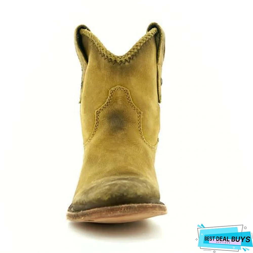 Chunky Heel Women Ankle Martin Boots