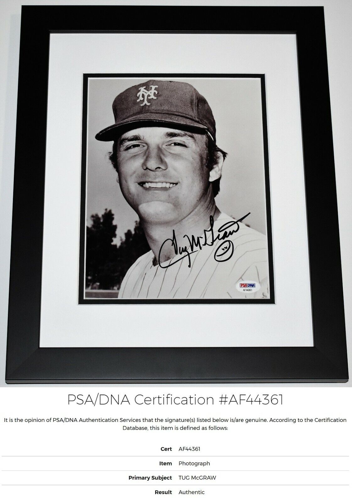 Tug McGraw Signed - Autographed NY Mets 8x10 Photo Poster painting FRAMED - Died 2004 + PSA/DNA