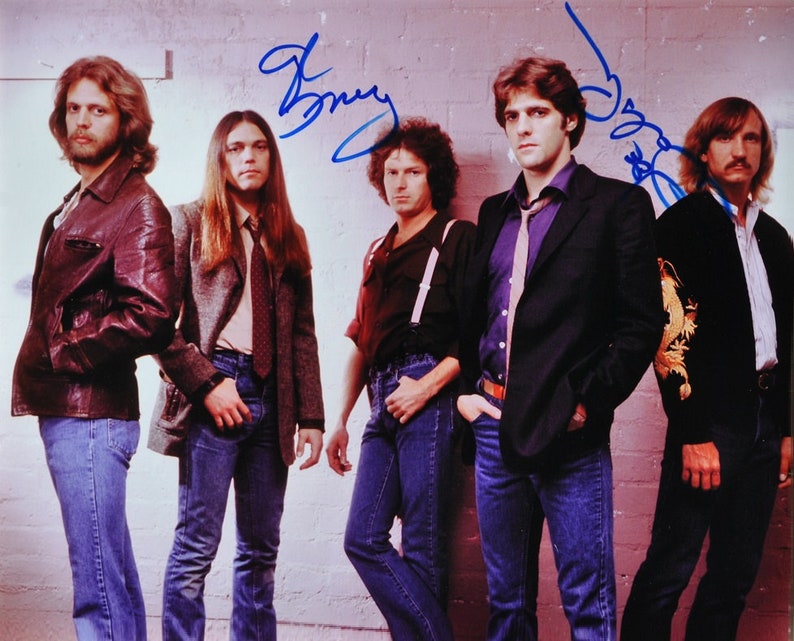 THE EAGLES SIGNED Photo Poster painting X2 Glenn Frey Joe Walsh wcoa