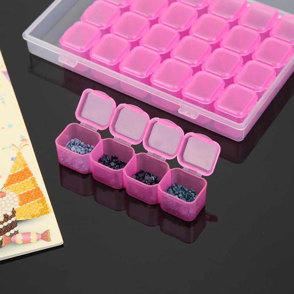 28 Grids Jewelry Box Diamond Embroidery Crystal Bead Organizer Storage Case