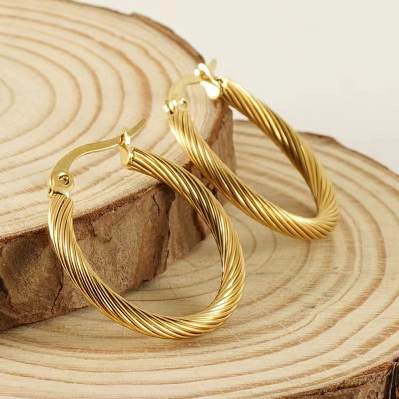 1 Pair Elegant Minimalist Solid Color 304 Stainless Steel 18K Gold Plated Stainless Steel Earrings