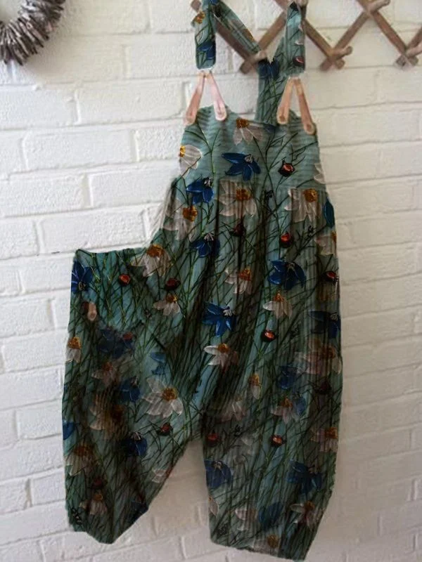 Vintage Print Relaxed Loose Jumpsuit