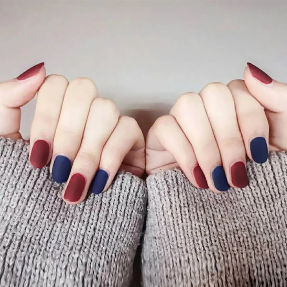 24PCS Matte Pink False Nail Patches Girl Korean Women Manicure Beauty Tool Pure Color Short Square Fake Nails DIY Decoration-Nail Inspo