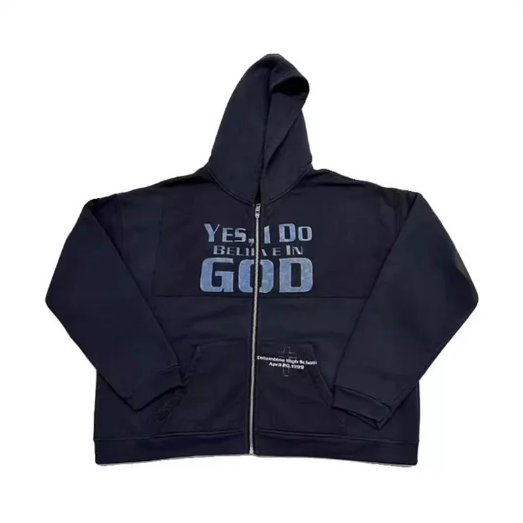 ERD Hoodie Stitching Zipper Profile Hooded Jacket