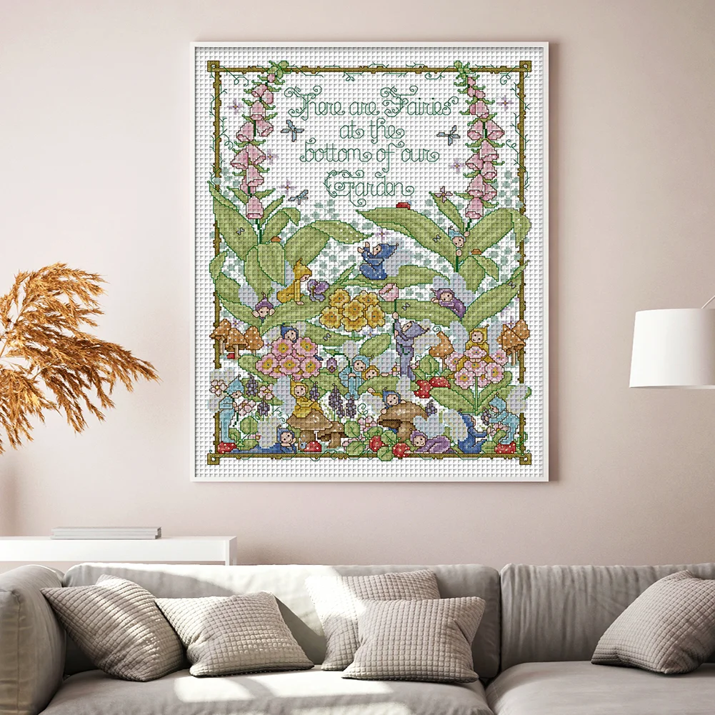 14CT Full Stamped Cross Stitch - Garden Elf(Canvas|41*52CM)