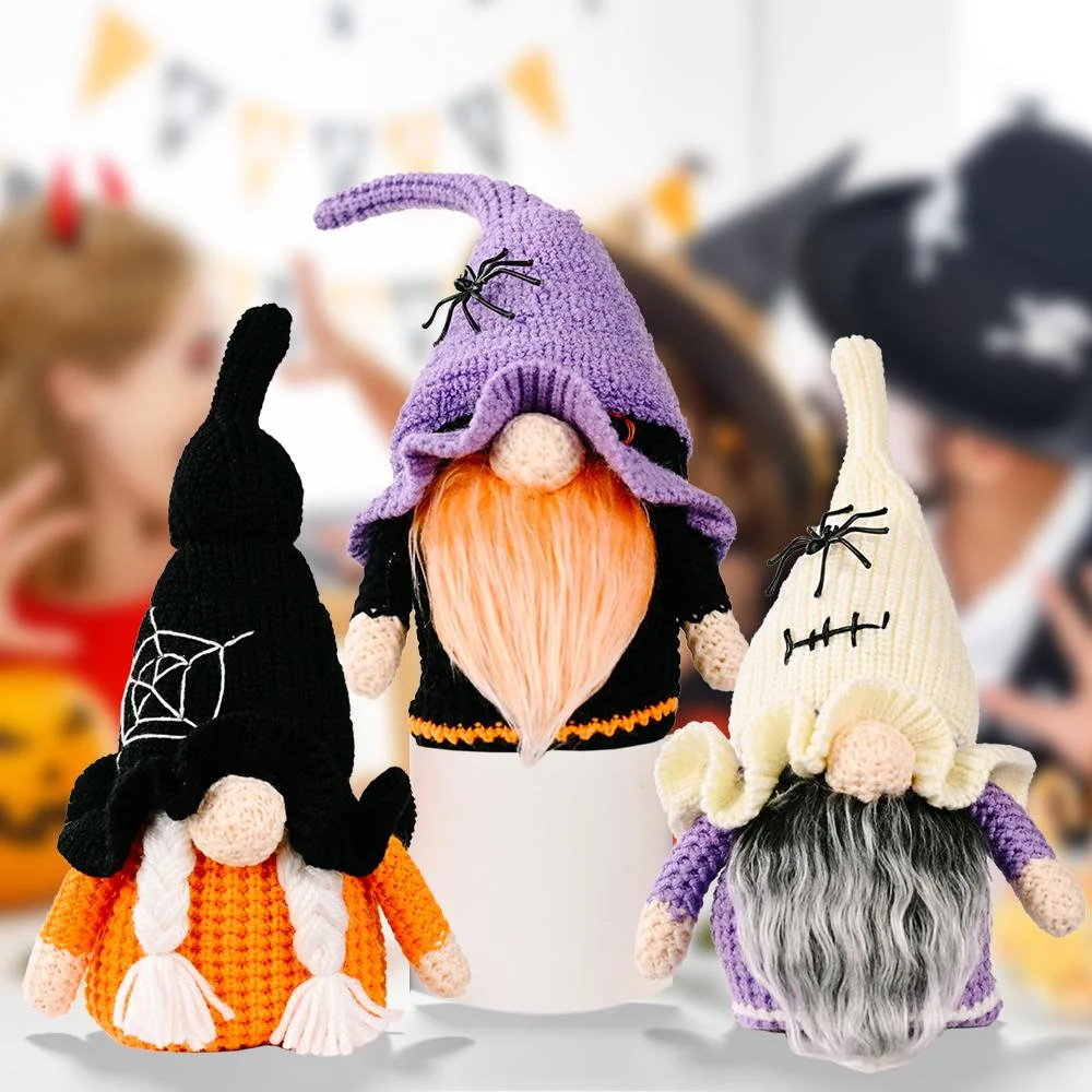 Knitted Plush Gnome For Halloween Gift And Decoration、、sdecorshop