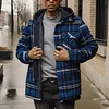 Autumn and Winter Thick Cotton-padded Plaid Long-sleeved Loose Hooded Men's Jacket