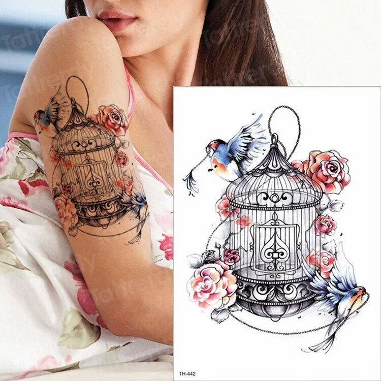 Watercolor Hummingbird Temporary Fake Tattoo Body Art Sticker Waterproof Hand Bird Tattoo for Women Arm Men Tattoos Water Color