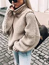 Share  Photo by Supplier   Women's Sweater Pullover Jumper Knitted Solid Color Basic Casual Chunky Long Sleeve Loose Sweater Cardigans Turtleneck Fall Winter Light Blue Green White-KZyou