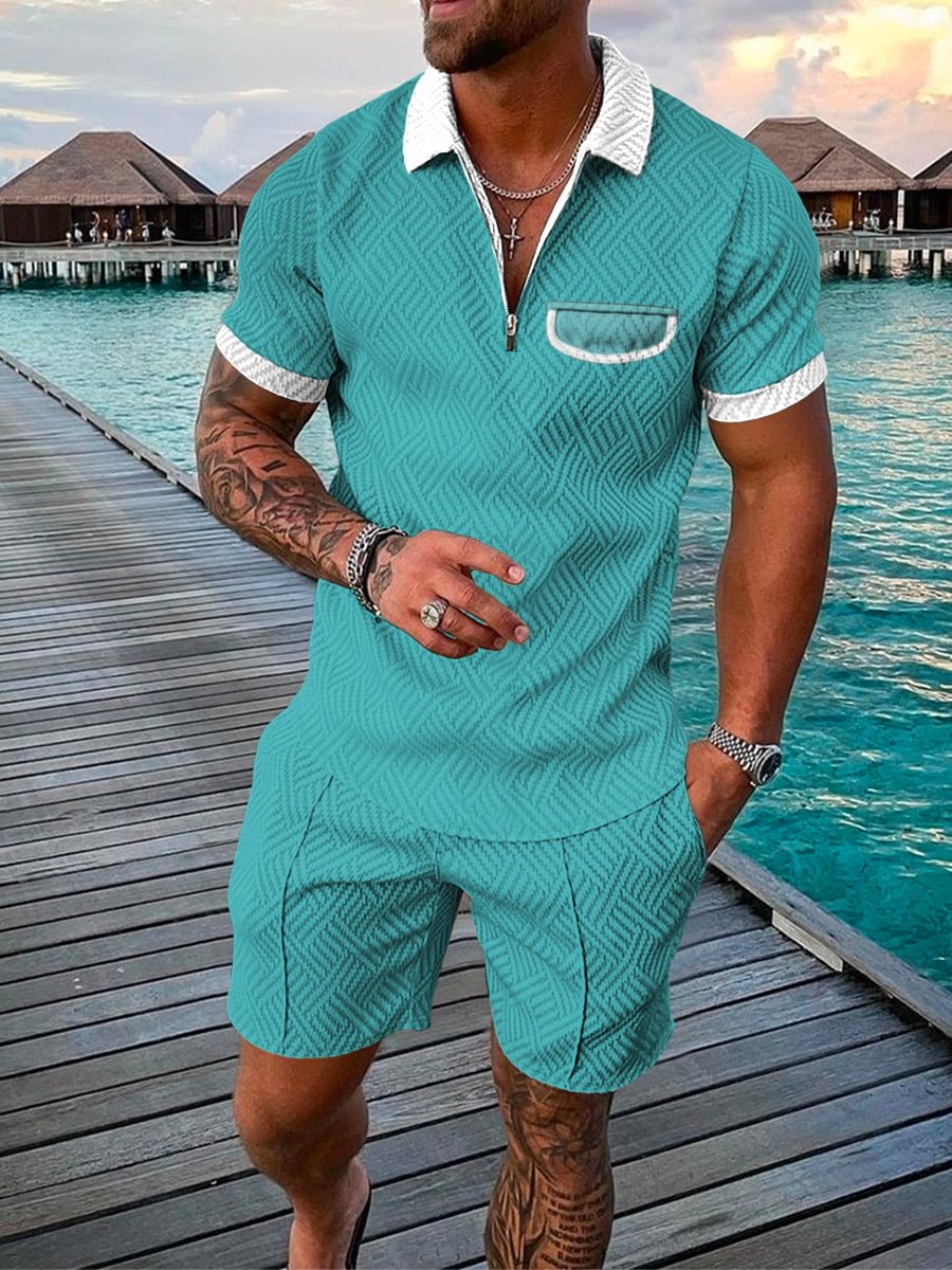 Men's Holiday Contrast Color Polo Suit