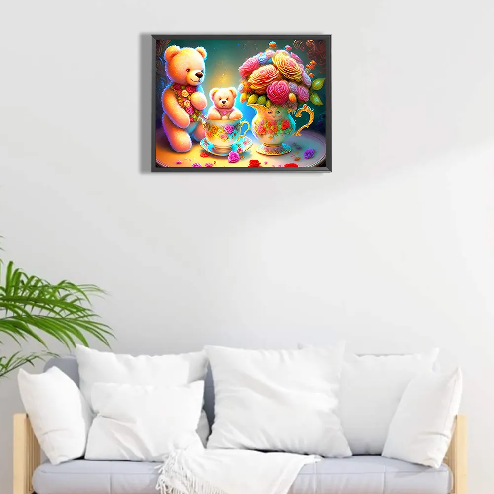 Full Round Diamond Painting 40*30cm - Roses And Teddy Bear