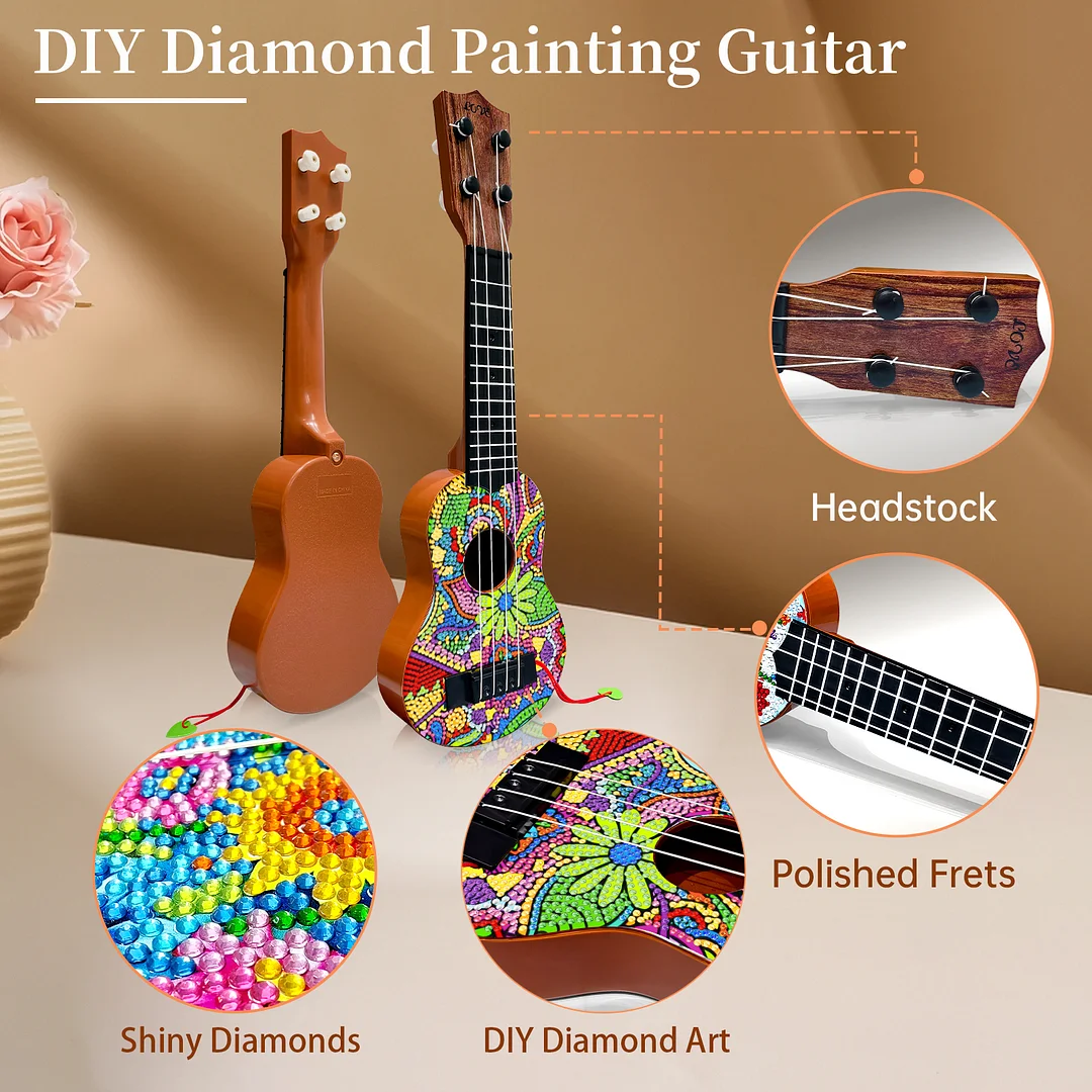 DIY Wooden Guitar Diamond Art Ornament Unique Gifts for Musicians (Flowerbed)