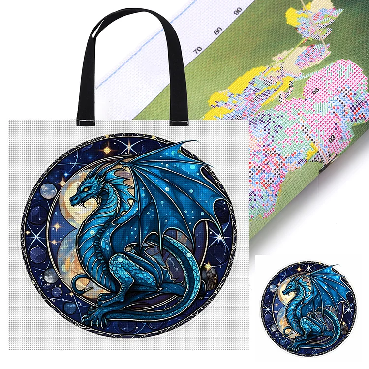Shopping Bag Glass Art Flying Dragon - Printed Cross Stitch 11CT 40*40CM