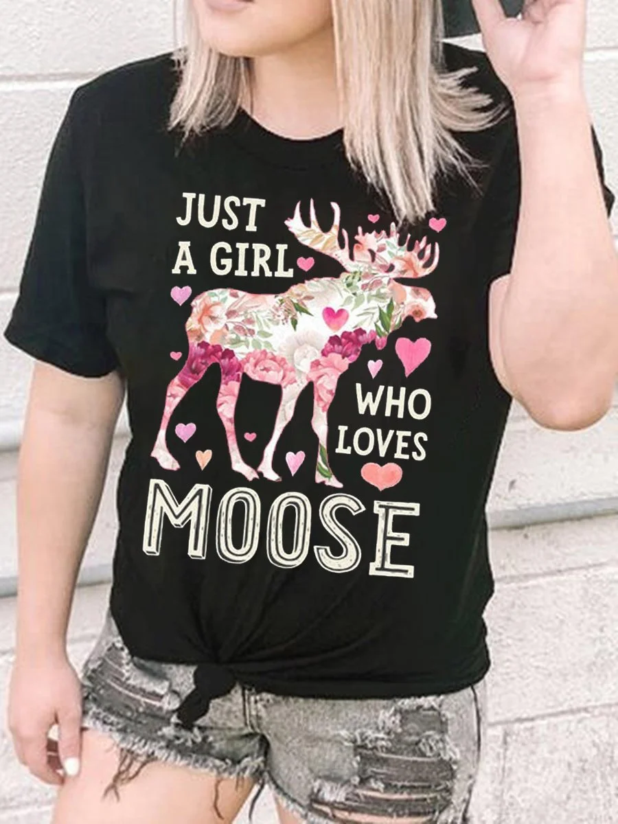 Just A Girl Who Loves Moose T-Shirt