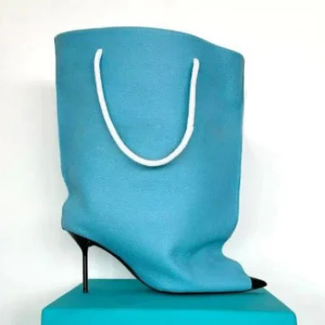 100mm Pointed Toe High Heel Boots Fashion Trouser Boots Hand-Held Boots-MERUMOTE