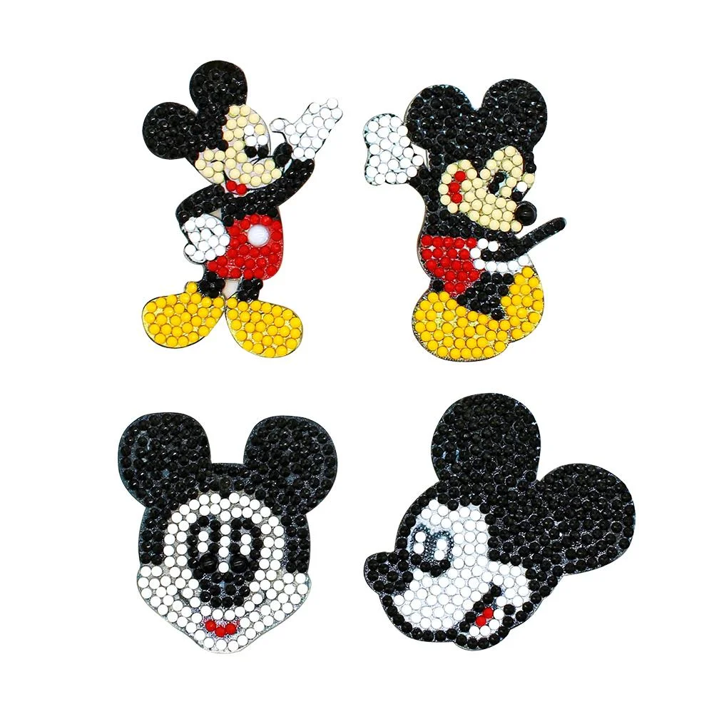 4pcs/Set Mickey Mouse DIY Full Round Drill Diamond Painting Keychain Gift
