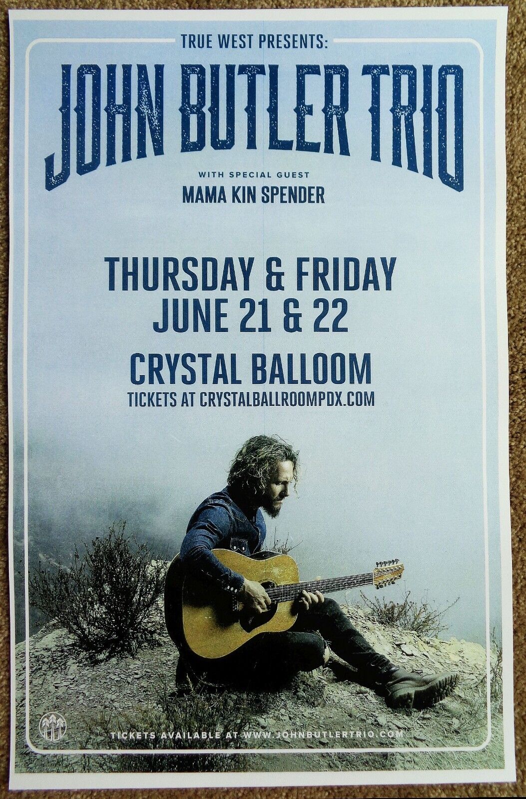 JOHN BUTLER TRIO 2018 Gig POSTER Portland Oregon Concert