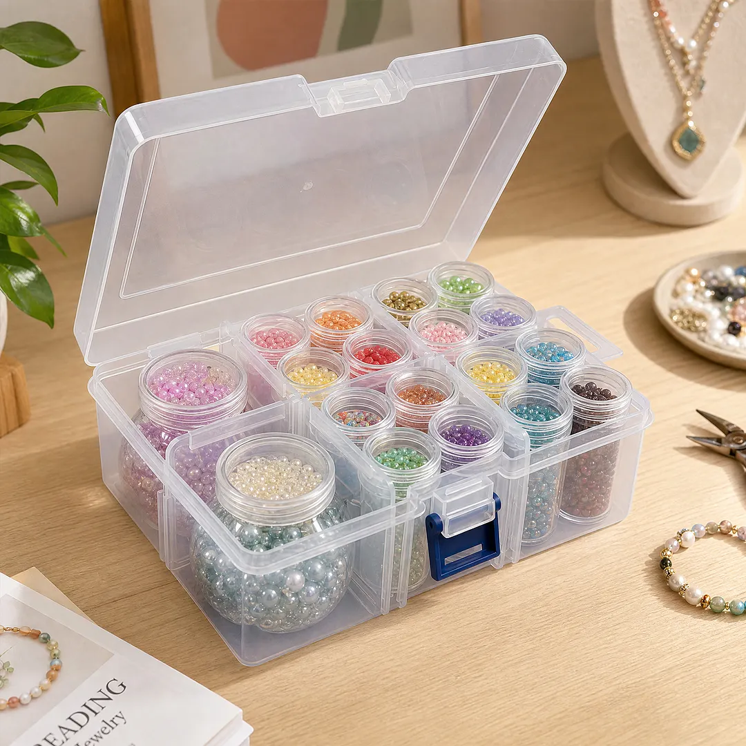 Diamond Painting Containers Multi Purpose Portable Plastic Case Box with Stickers & Compartments Arts Crafts Storage Bottle for Hardware Rhinestone