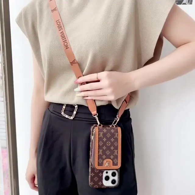 LV Monogram Canvas Wallet Crossbody Apple iPhone Case