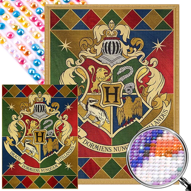 Partial AB Drill - Full Round Diamond Painting - Harry Potter Magic Academy Badge 40*55CM