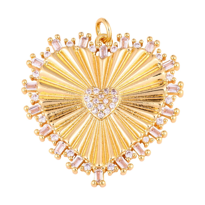 1 Piece Copper Zircon Four Leaf Clover Round Heart Shape Pendant Jewelry Accessories