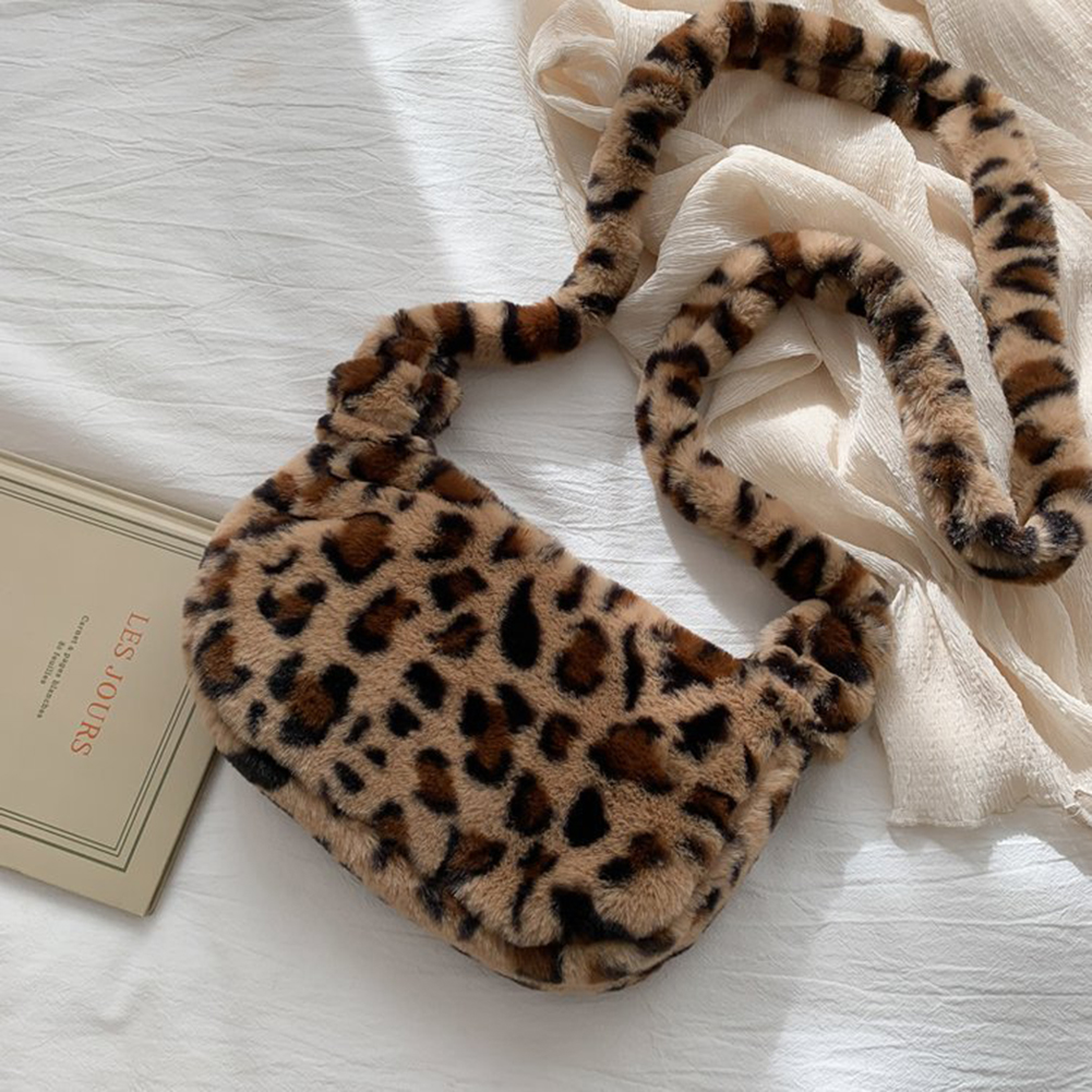 

Women Plush Leopard Print Barrel Shoulder Bag, 501 Original