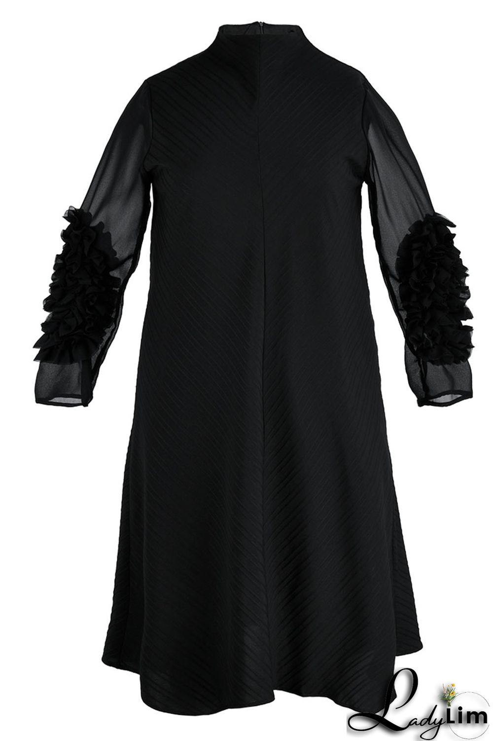 Burgundy Casual Elegant Solid Patchwork Fold Stringy Selvedge Half A Turtleneck A Line Plus Size Dresses