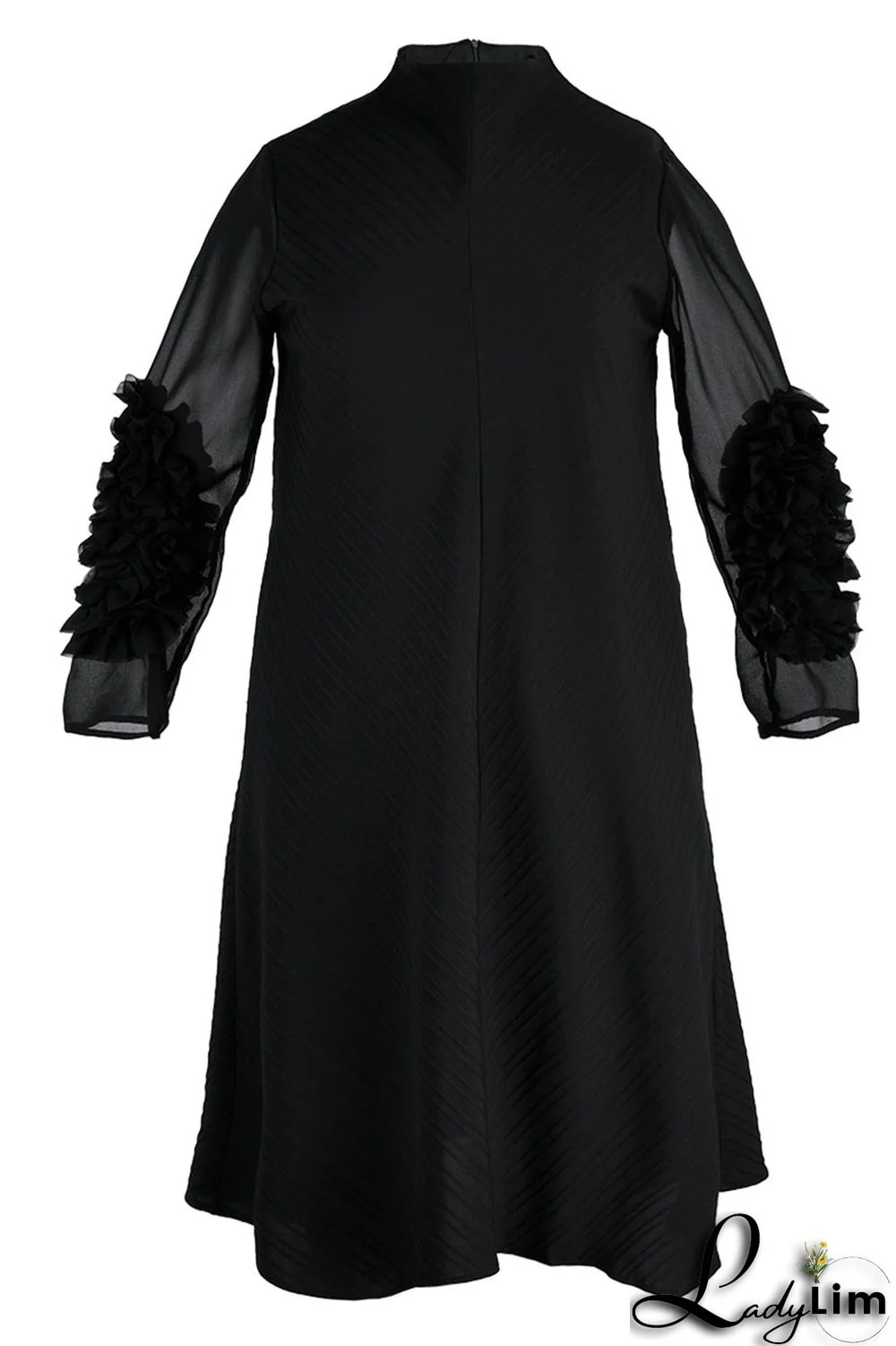 Burgundy Casual Elegant Solid Patchwork Fold Stringy Selvedge Half A Turtleneck A Line Plus Size Dresses