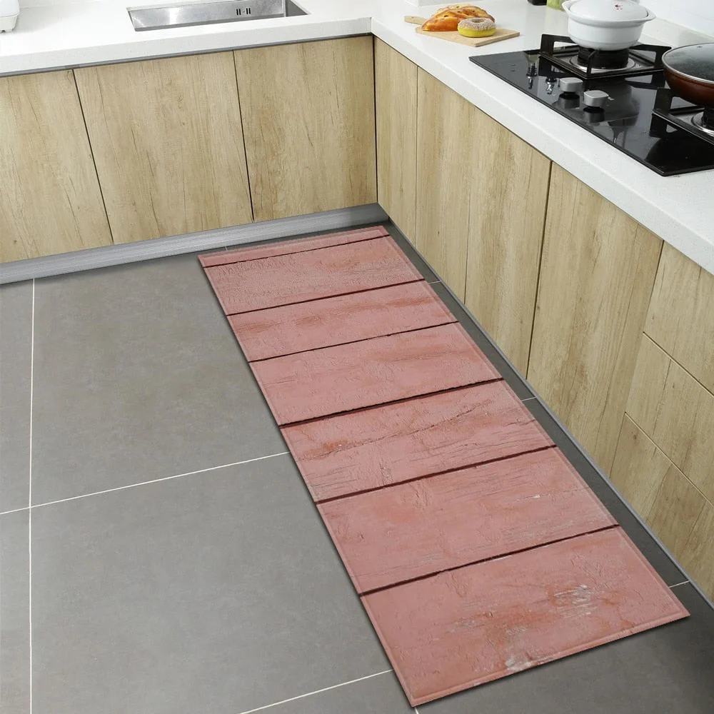 Wood Grain Kitchen Rugs Home Entrance Doormat Bedroom Living Room Decoration Carpet Hallway Balcony Bathroom Anti-Slip Floor Mat