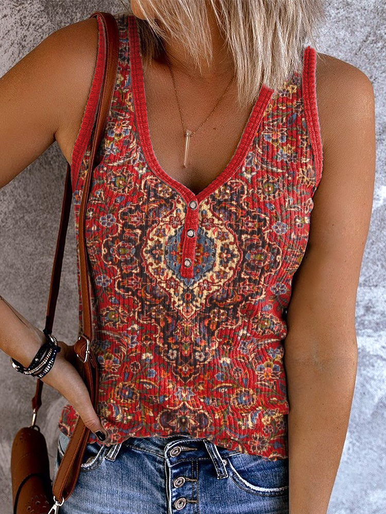 Vintage Ethnic Pattern Cozy Tank Top artswardrobe