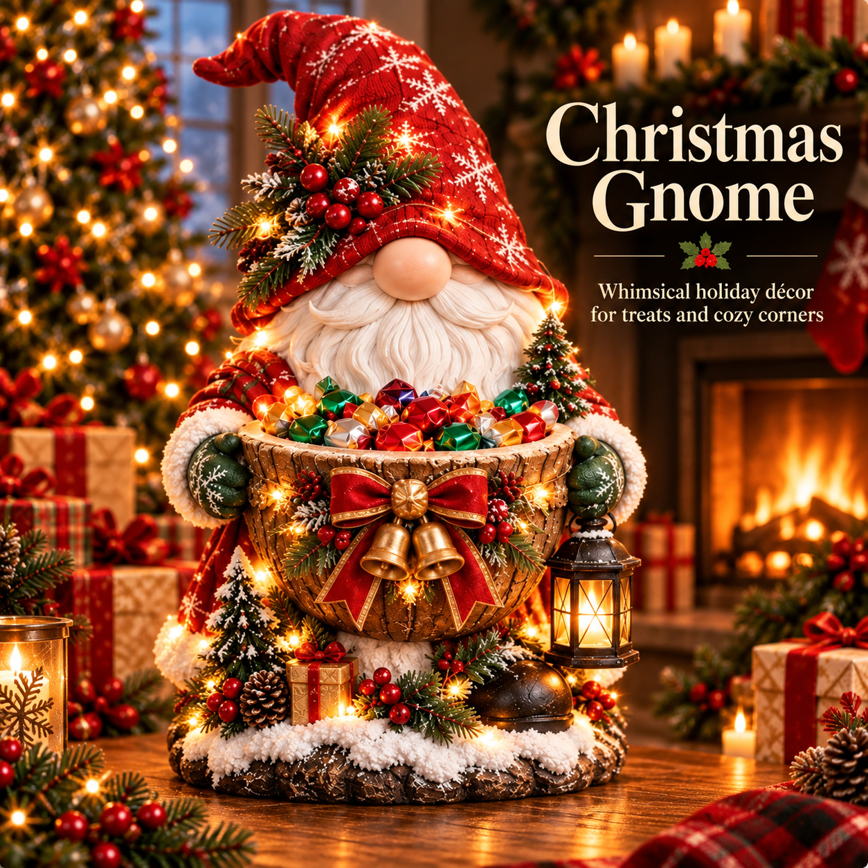 Santa Claus Christmas lighted candy bowl