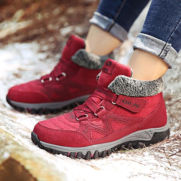 Large Size Women Hook Loop Outdoor Sneakers Ankle Warm Suede Boots