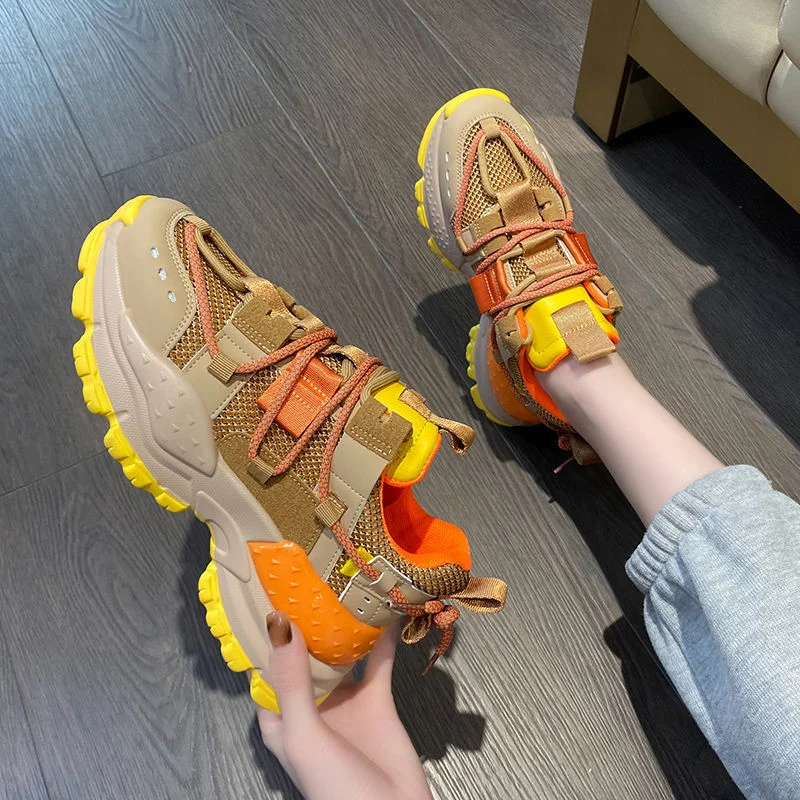 Women Sneakers New Arrival 2021 Spring Summer Colorful Shoes for Woman Breathable Ladies Chunky Sneakers Fashion Dad Shoes