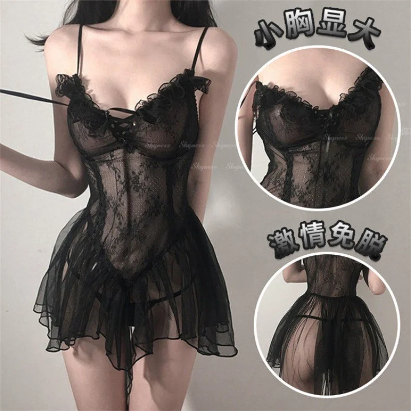 Uveng Sexually Lingerie Transparent Pajamas Couple Uniform Seduction Emotional Supplies Passion Set