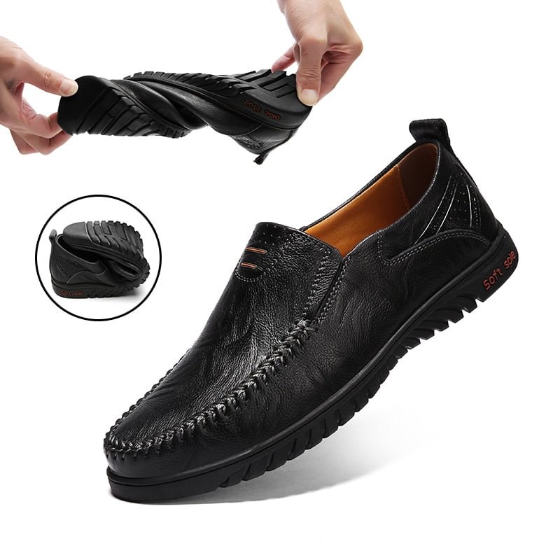 Genuine Leather Men Shoes Luxury Brand 2021 Casual Slip on Formal Loafers Men Moccasins Italian Black Male Driving Shoes JKPUDUN