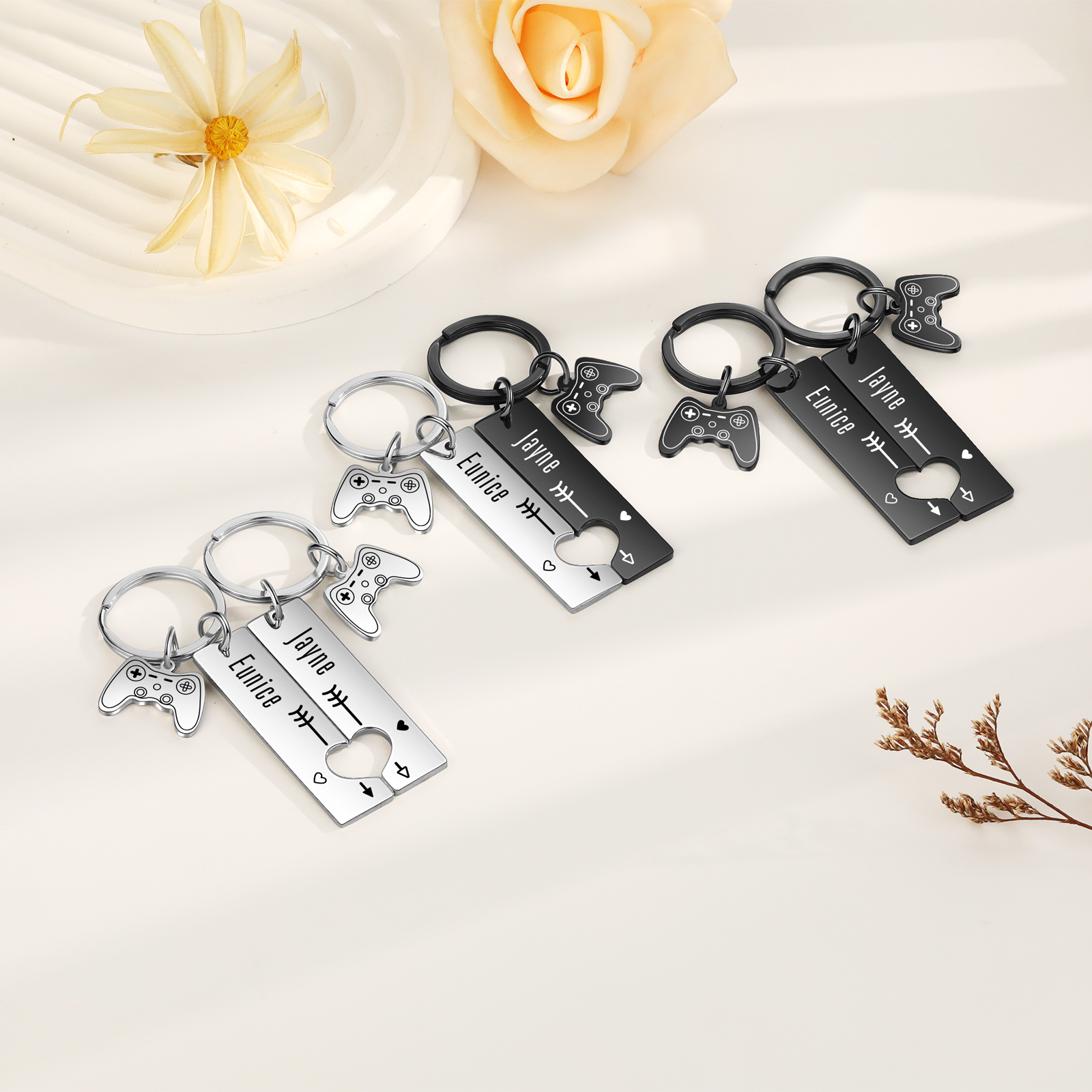Personalised Couple Keychain Custom 2 Names Keyring Game Console Valentine's Day Gift for Him/Her-Jessemade AU