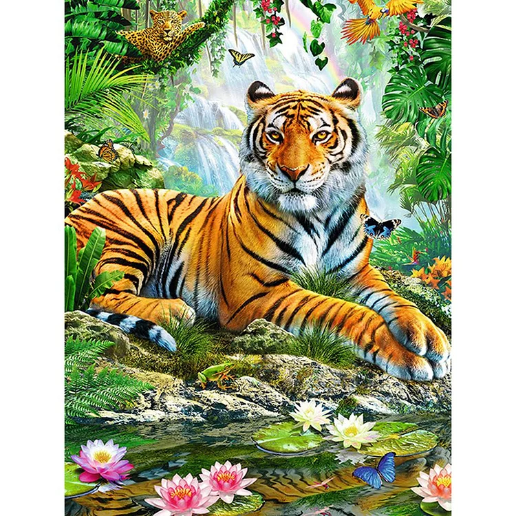 Forest Tiger Round Full Drill Diamond Painting 40X30CM(Canvas) gbfke