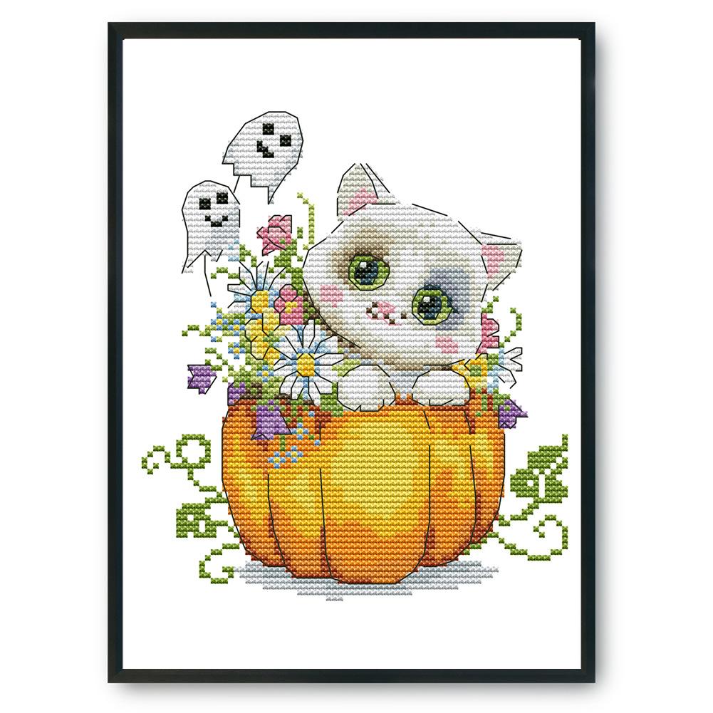 

Halloween cat - 14CT Stamped Cross Stitch - 21*19cm, 501 Original
