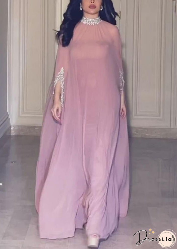 Novelty Pink Solid Patchwork Chiffon Two Pieces Set Fall