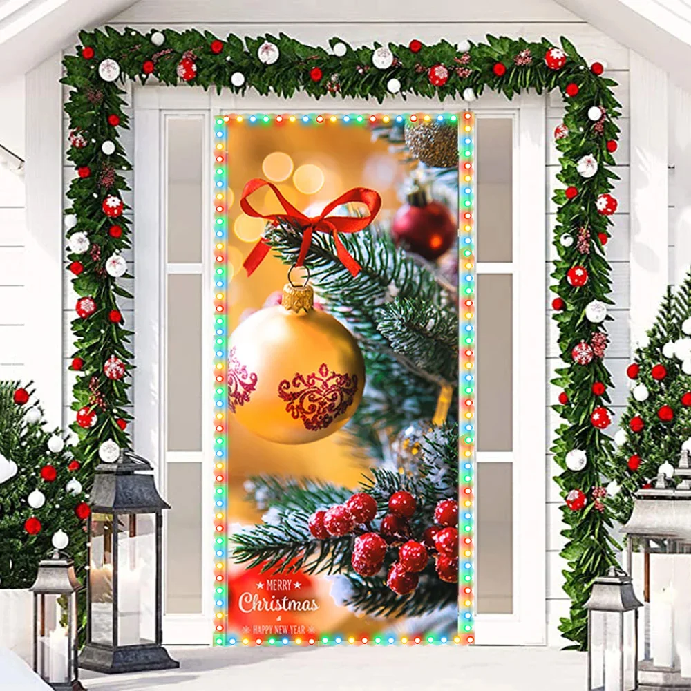 Christmas Door Cover - Outdoor Christmas Decorations - Front Door Decor - Door Cover - Christmas Door Decor