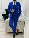 Lambrusco Blue Slim Fit Peak Lapel Striped Suit