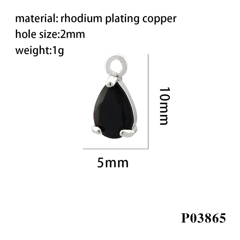 Minimalist Water Droplets Copper Plating Inlay Zircon 18k Gold Plated Charms